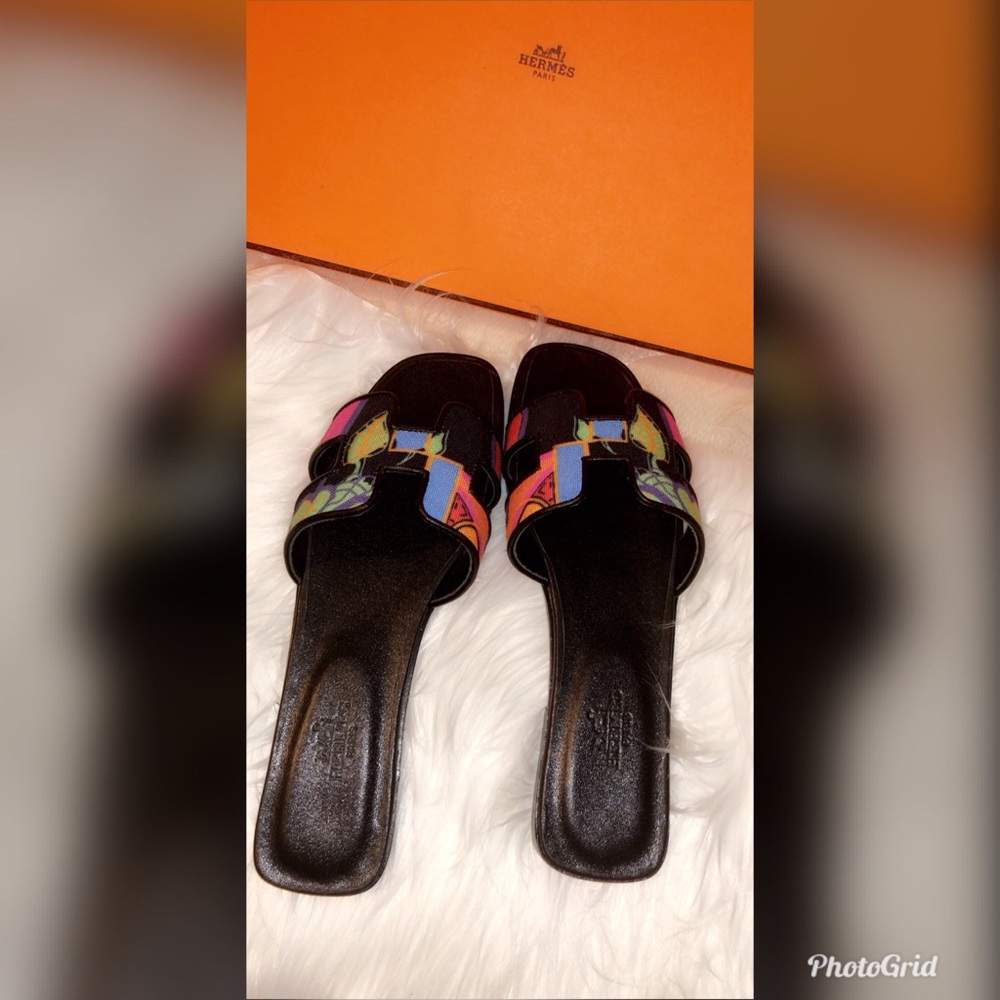 Hermès women black modernisme tropical Oasis shoes